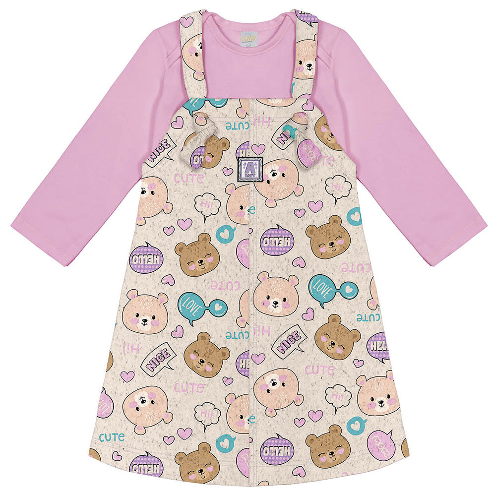 Conjunto Bebê Menina Body e Salopete Ursos - Abrange