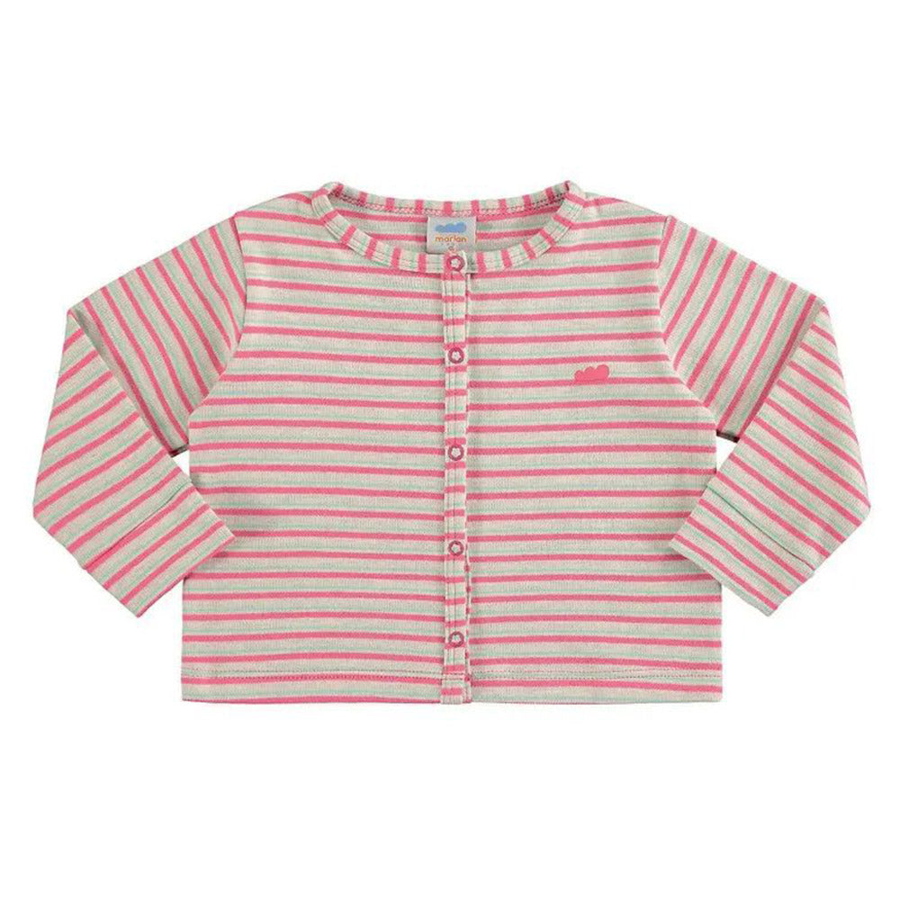 Casaco Leve em Suedine Cinza e Rosa Listrado - Marlan