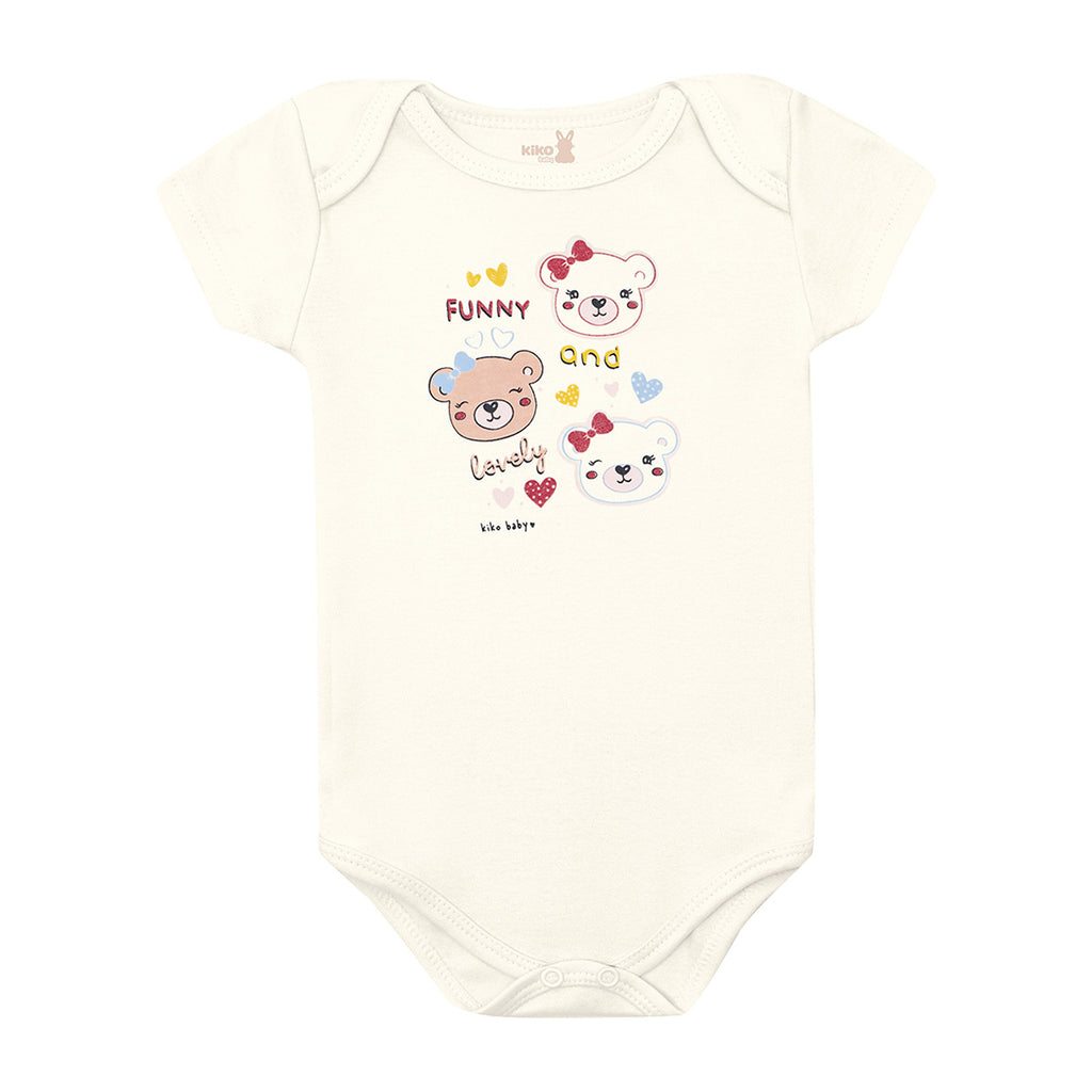 Body Manga Curta Bebê Menina Ursinhas - Kiko Baby
