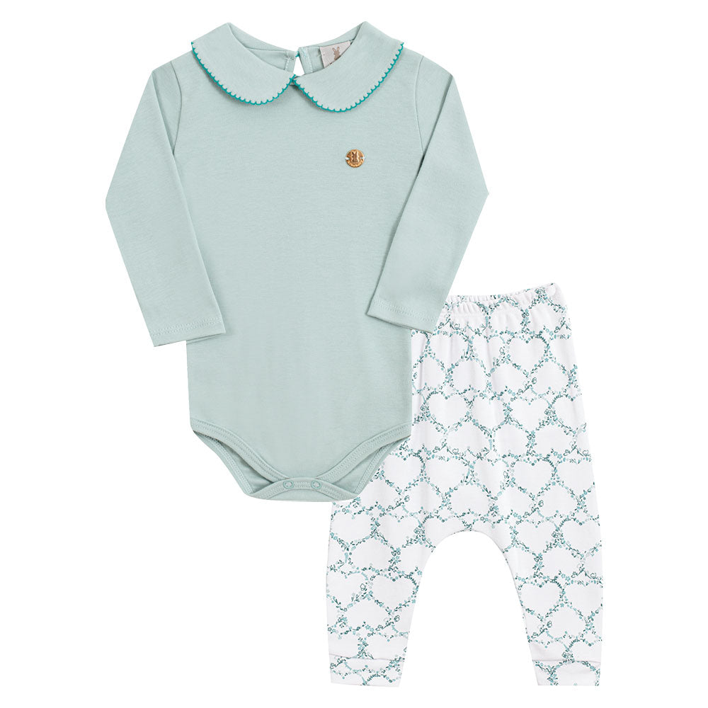 Conjunto Bebê Menina Body Gola e Calça Floral - Kiko Baby