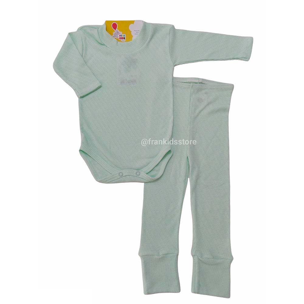 Conjunto Pijama Canelado Body e Calça Verde - Malhas Lion