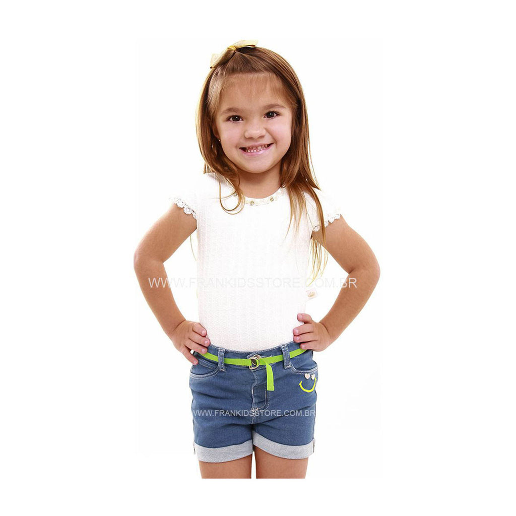 Short Jeans Macio Bebê Infantil Sorriso Com Cinto - Dmenor