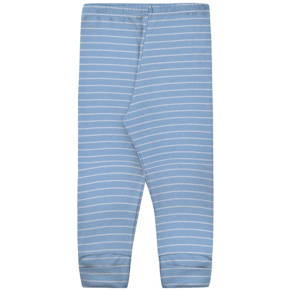 Calça Bebê C/ Vira Pé em Suedine Azul Listras - Kiko Baby