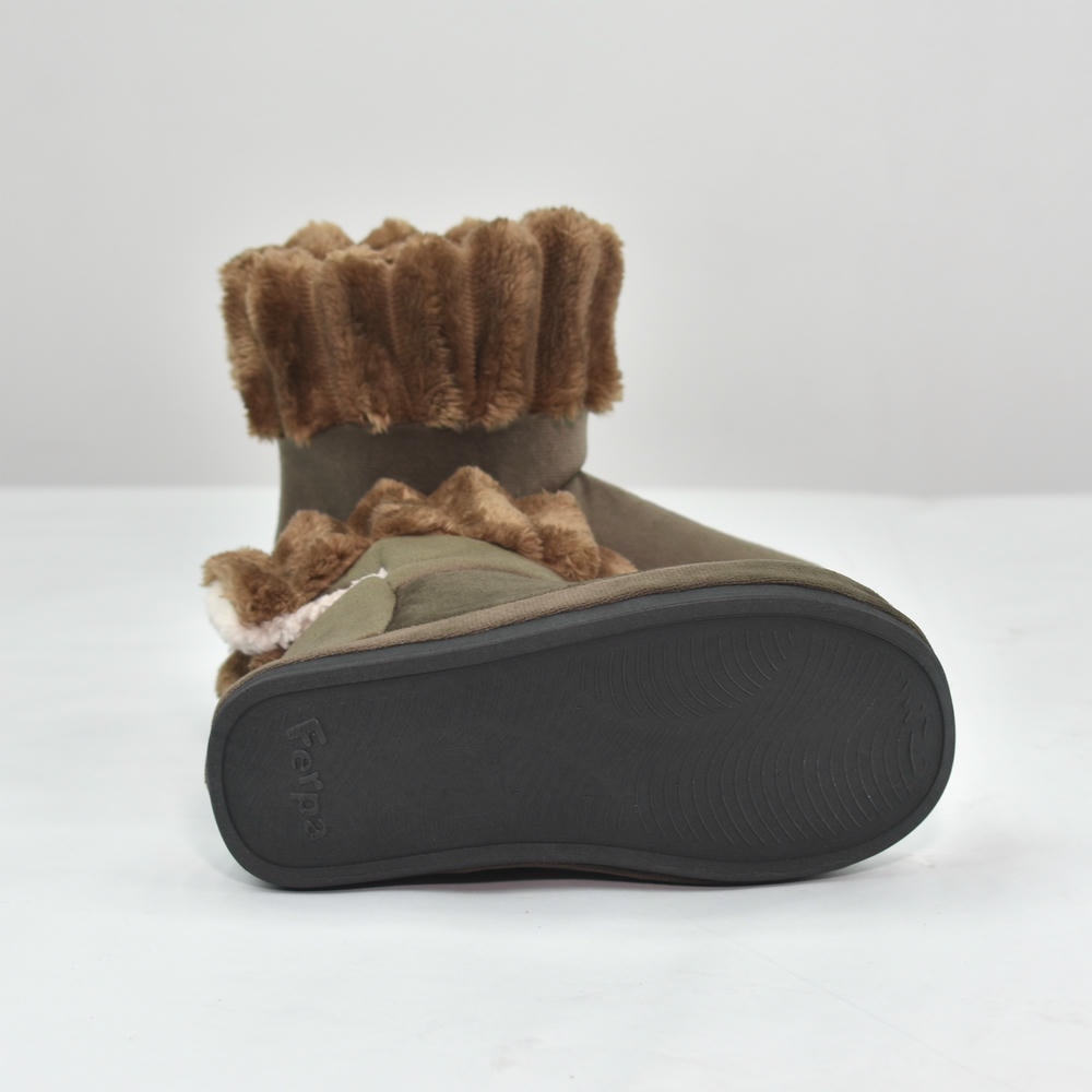 Pantufa Botinha Infantil Marrom Sola Emborrachada - Ferpa