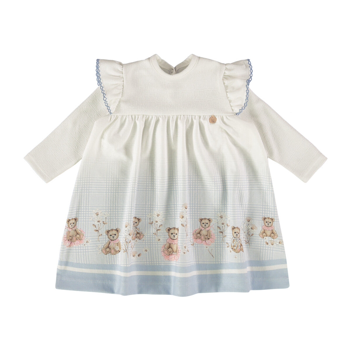 Vestido Bebê Manga Longa Delicado Ursos - Kiki Xodó