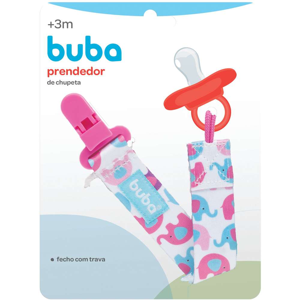 Prendedor de Chupeta Elefantinho Rosa - Buba