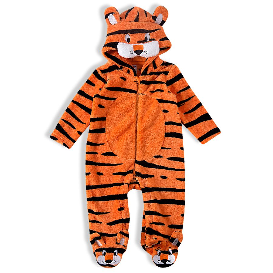 Macacão Bebê Com Capuz em Pelúcia Tigre - Tip Top