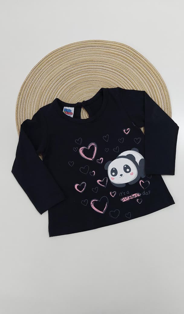 Blusa Infantil Panda Corações - Kiko e Kika