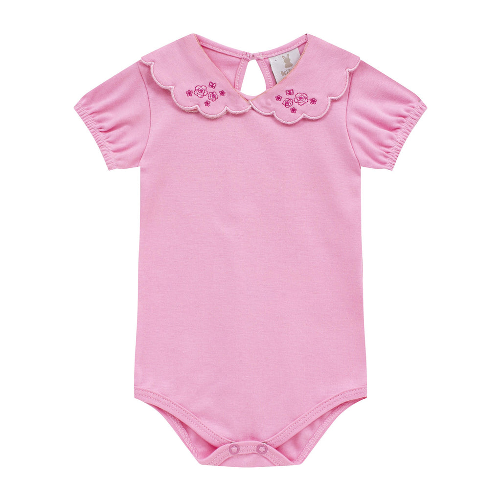Conjunto Bebê Menina Body Gola Flor e Short Laço - Kiko Baby