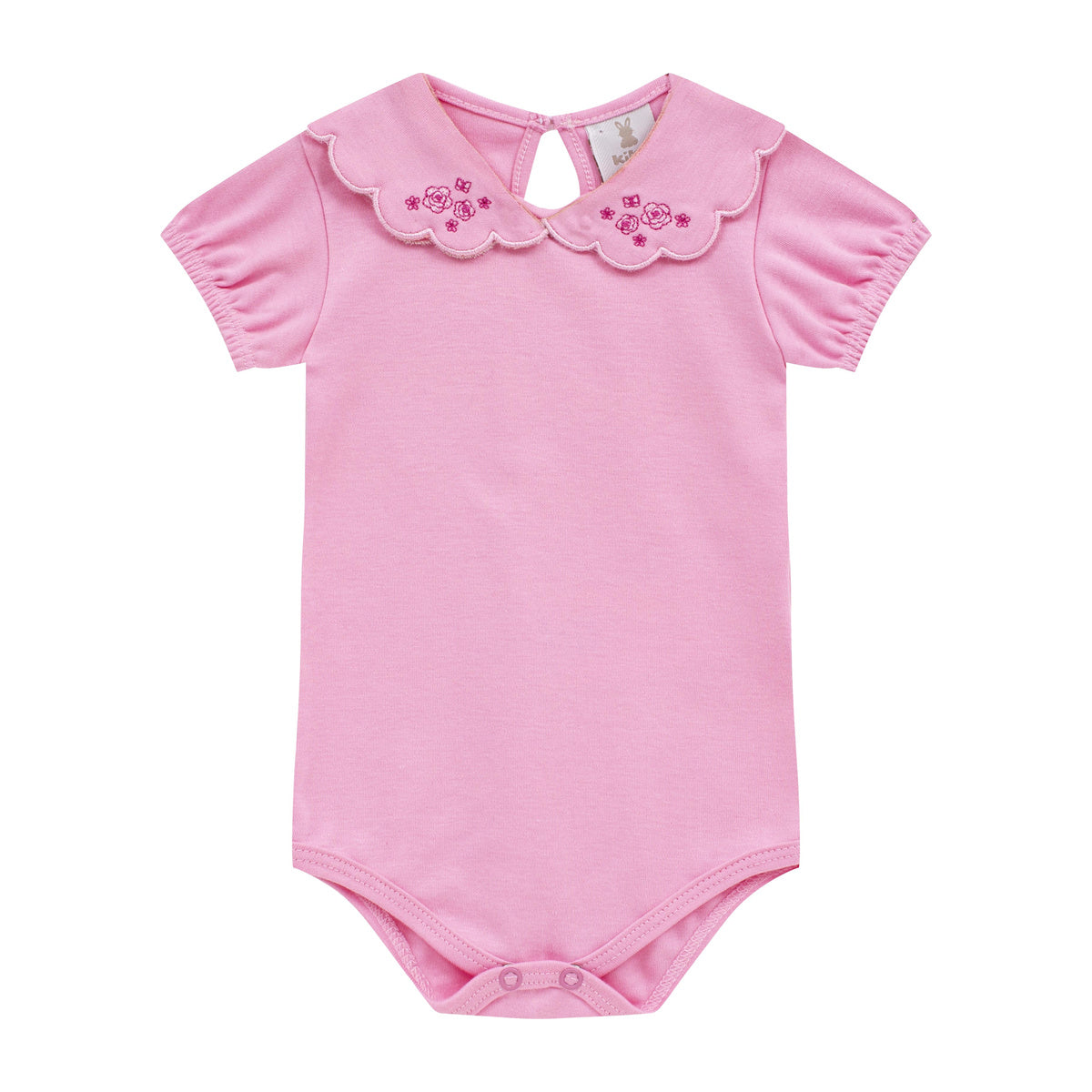 Conjunto Bebê Menina Body Gola Flor e Short Laço - Kiko Baby