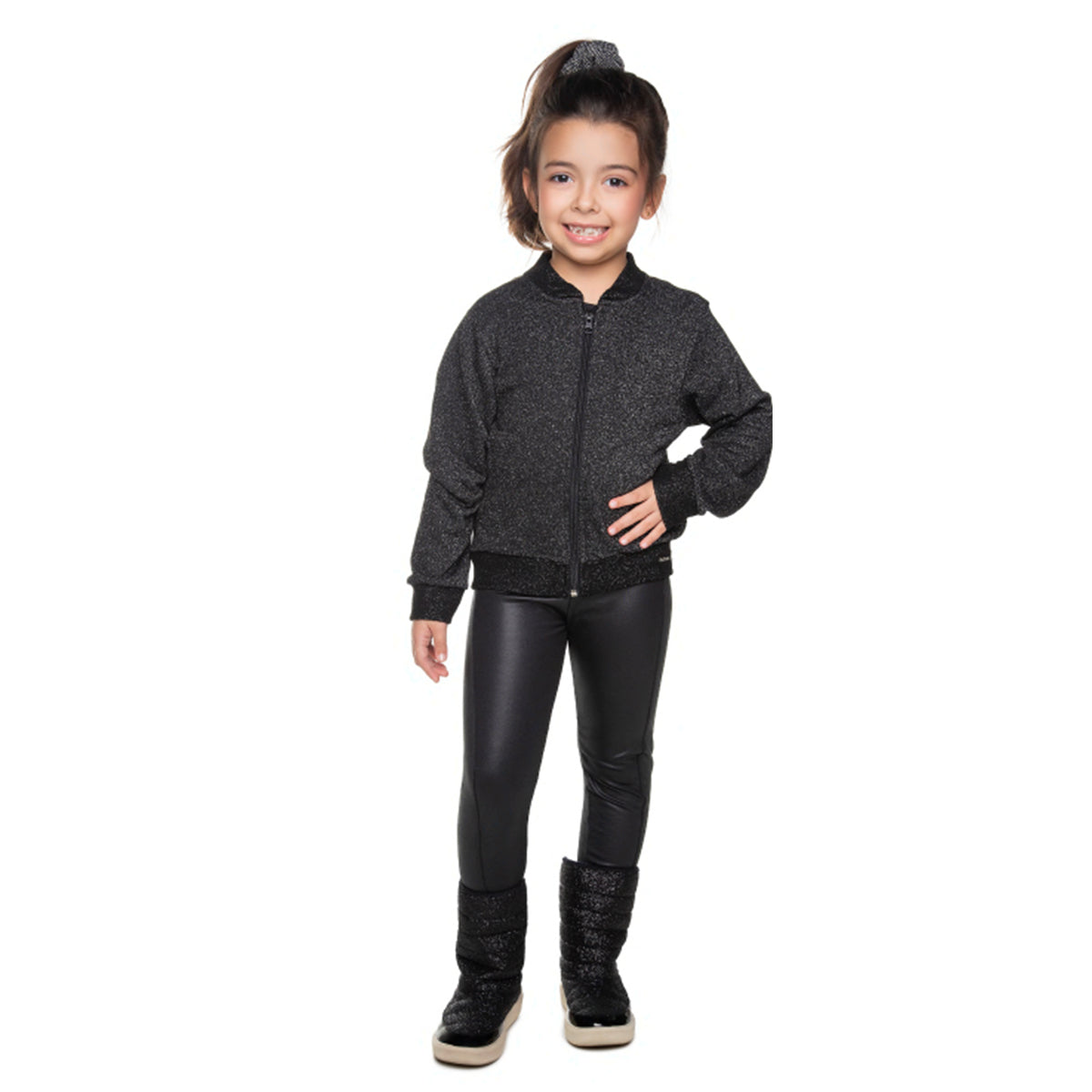 Jaqueta Infantil Menina em Malha Brilho - Have Fun