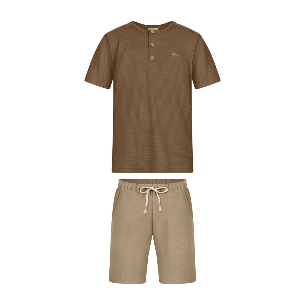 Conjunto Menino Malha Texturizada e Bermuda - Alakazoo