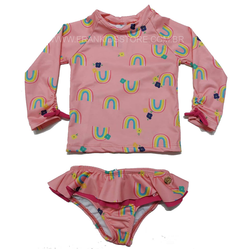 Conjunto Infantil Menina C/ Proteção UV50+ Arco-Íris - Everly