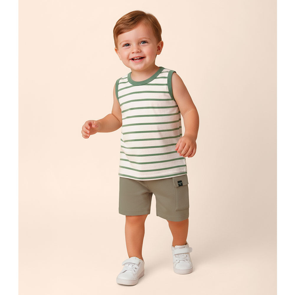 Regata Infantil Menino em Algodão Listras - Malwee Kids