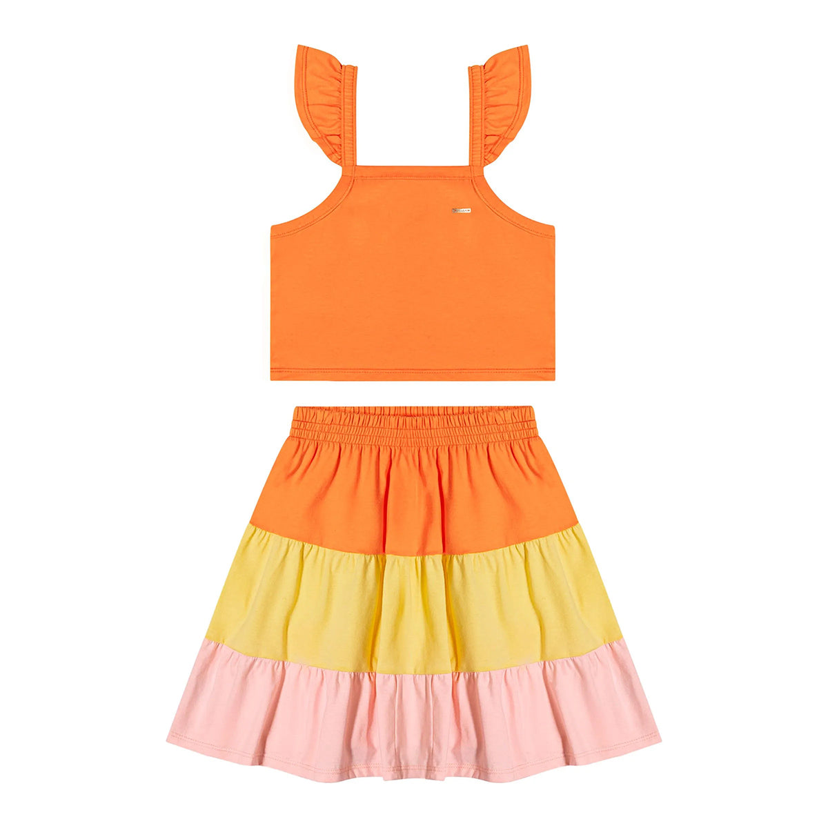 Conjunto Infantil Menina Regata e Saia Colorido - Elian