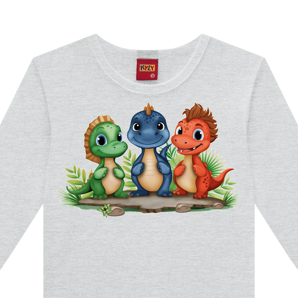 Camiseta Infantil Menino Manga Longa Dinos - Kyly