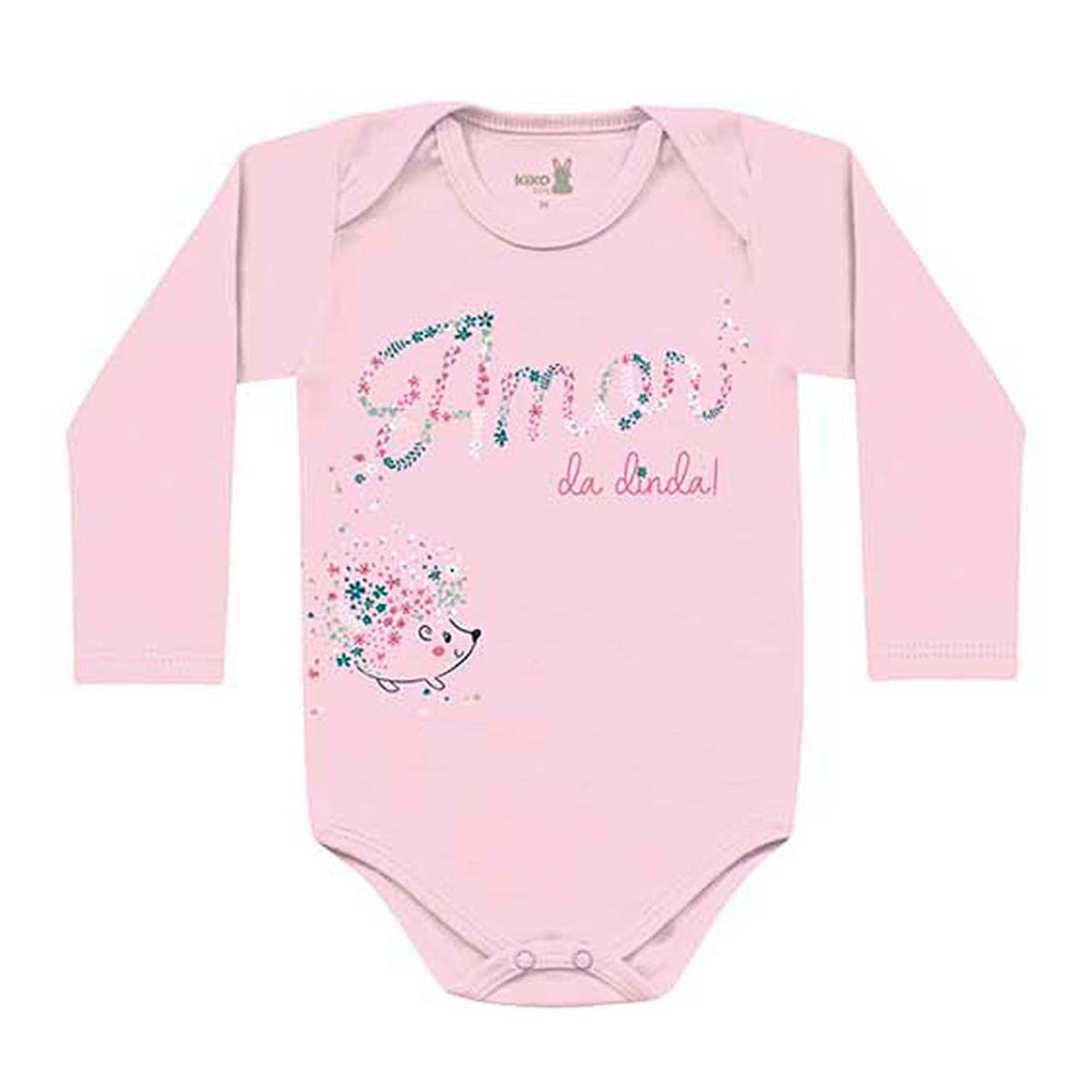 Body Manga Longa Bebê Menina Amor da Dinda - Kiko Baby