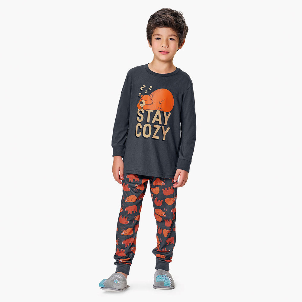 Pijama Infantil Menino Camiseta e Calça Urso - Kiko e Kika
