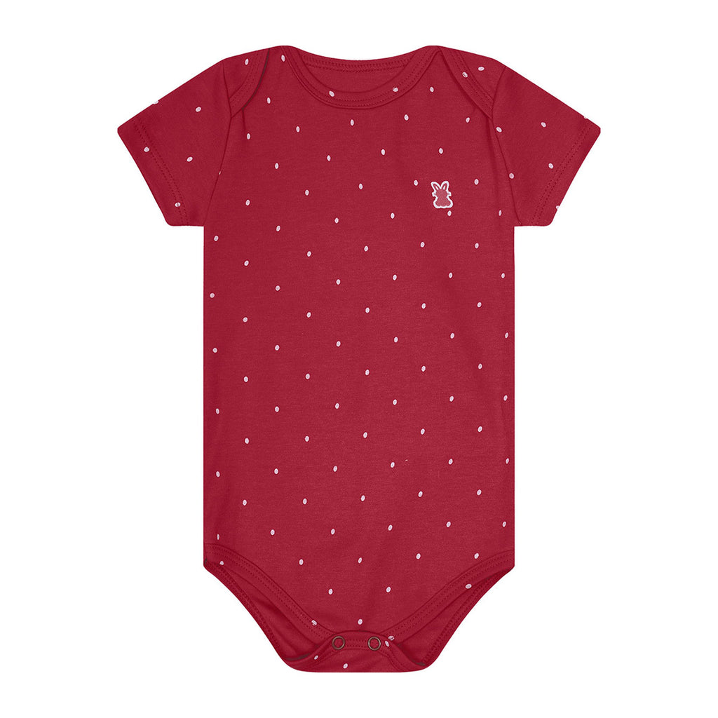 Body Manga Curta Bebê Menina em Suedine Poá - Kiko Baby