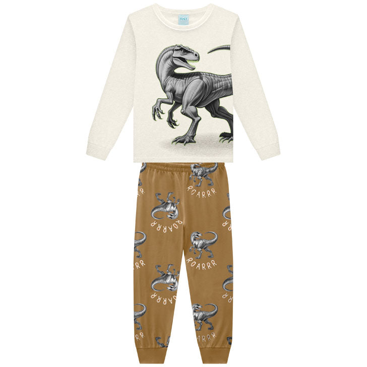 Pijama Menino em Meia Malha Brilha no Escuro Dino - Kyly