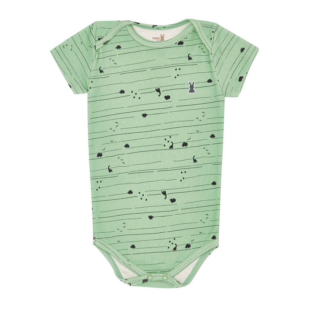 Body Manga Curta Bebê Menino Dinos - Kiko Baby