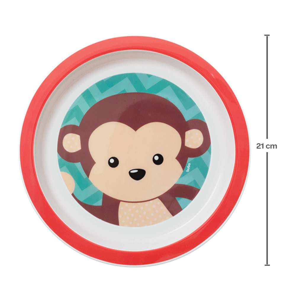 Prato Bebê Infantil Raso Animal Fun Macaco - Buba