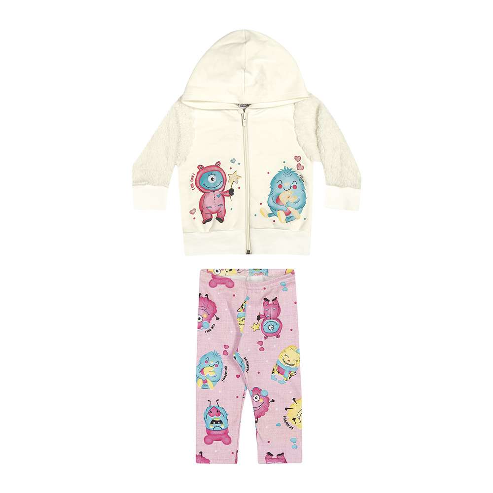 Conjunto Jaqueta Moletom Peluciado e Legging Monstrinhas - Elian