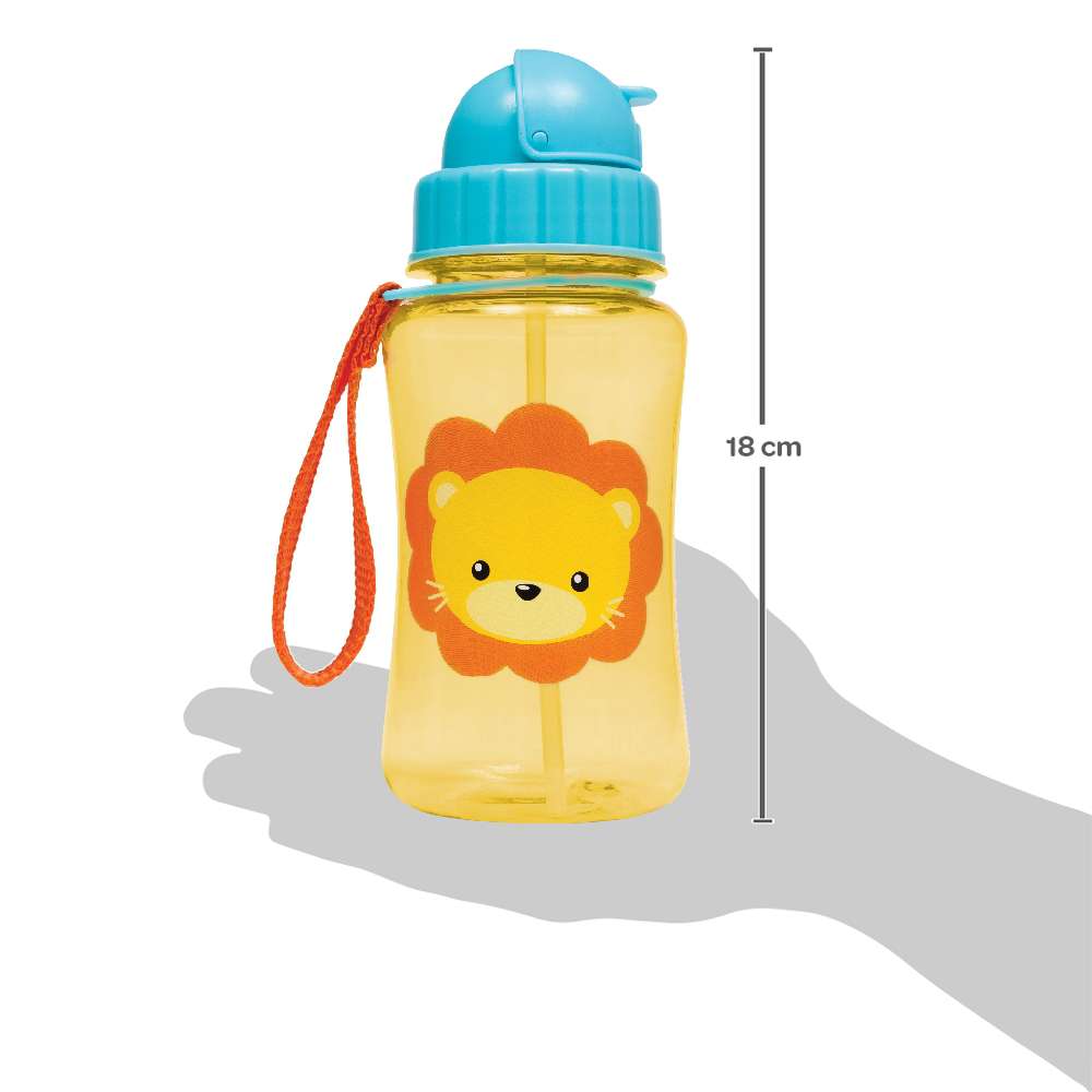 Garrafa Infantil Canudo 400ml Animal Fun Leão - Buba