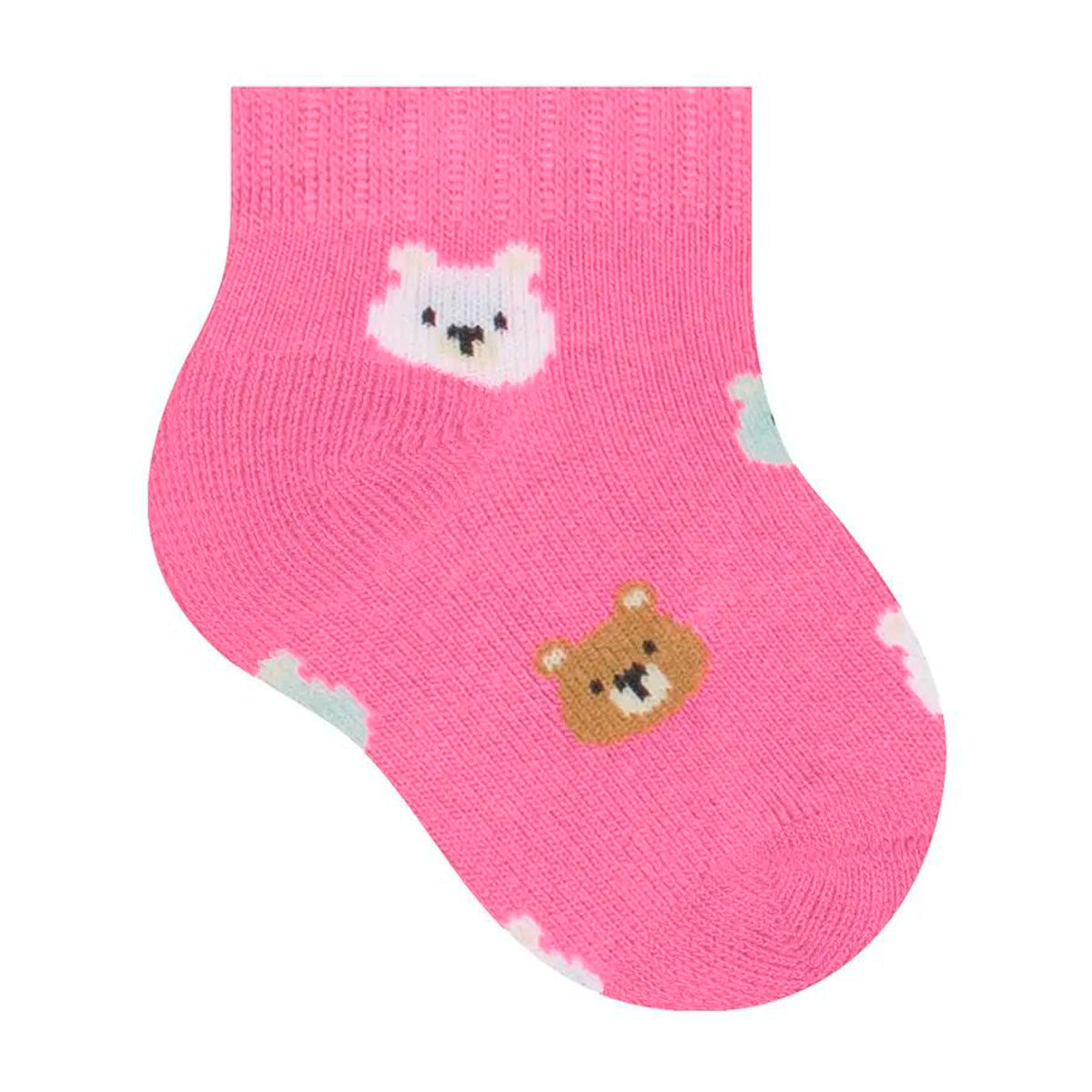 Kit 3 Pares Meia Cano Curto Bebê Menina RN Ursos - Selene