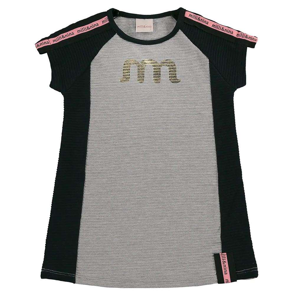 Vestido Infantil Estampa Personalizada Cinza - Milli e Nina
