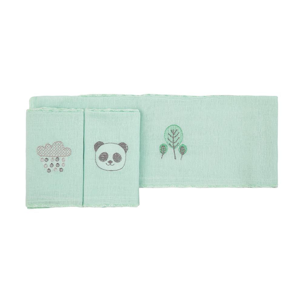 Pano de Boca Composê Bordado 38x38CM C/3 UN Panda - Papi