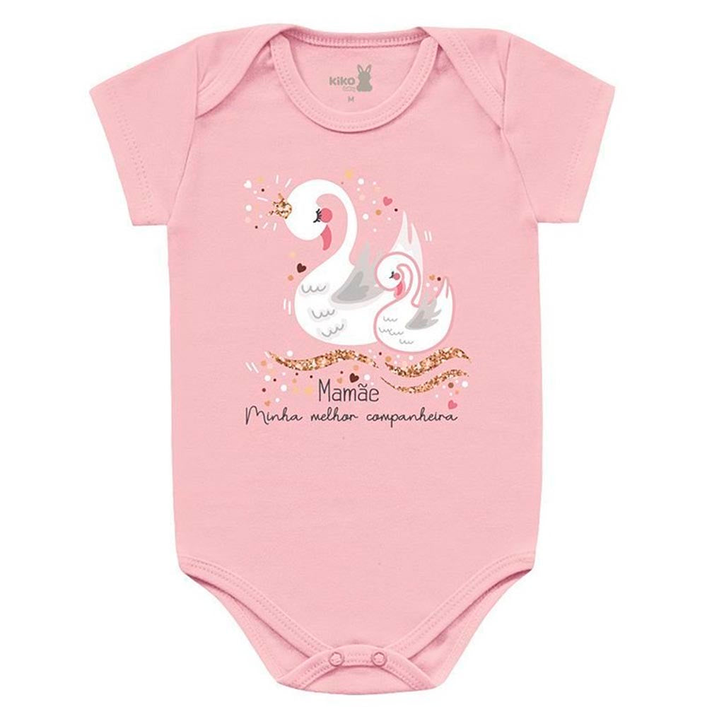 Body Manga Curta Suedine Mamãe Melhor Companheira - Kiko Baby