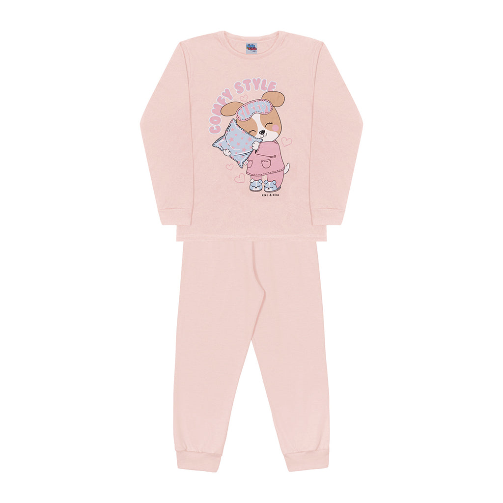 Pijama Infantil Menina Meia Malha Cachorrinho - Kiko e Kika