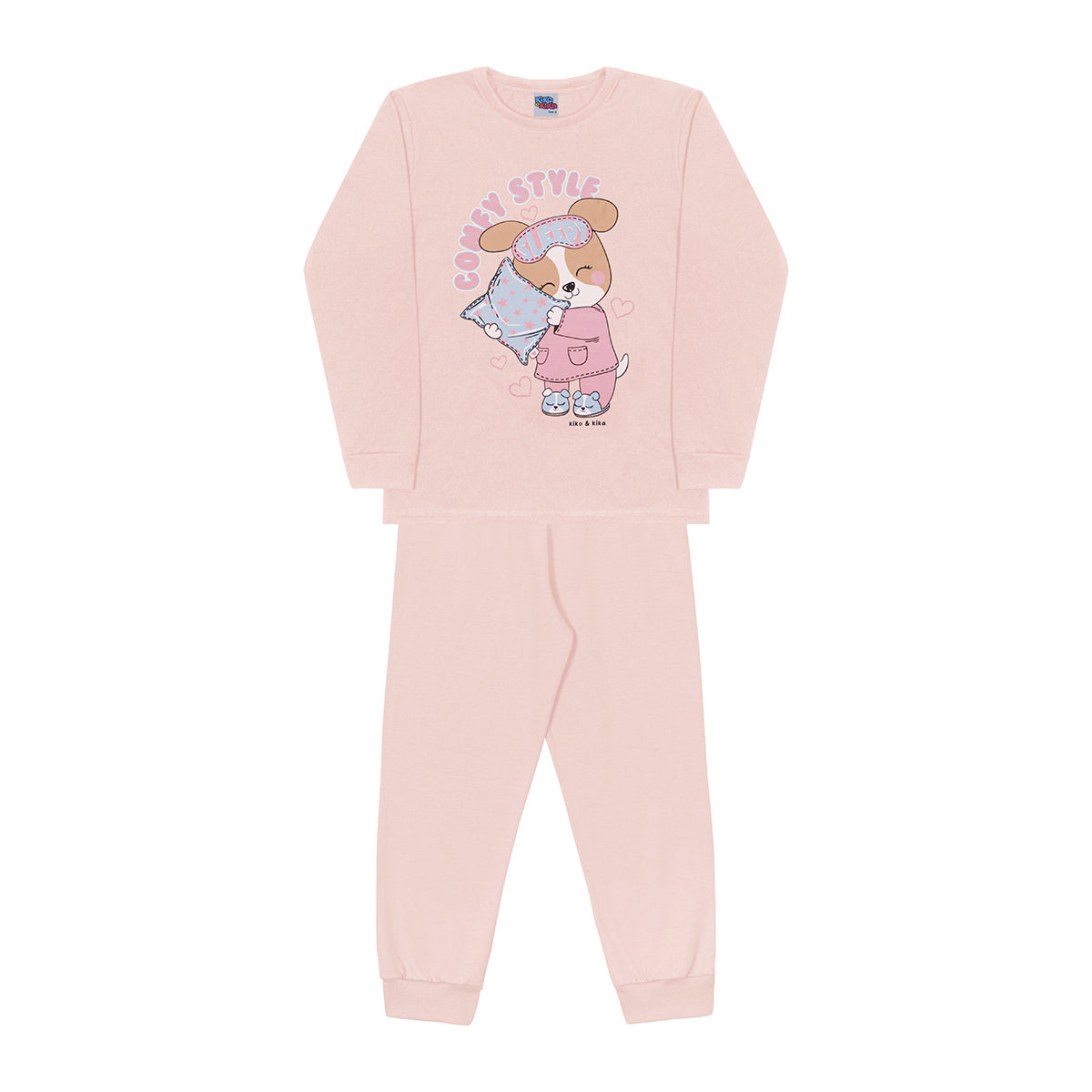 Pijama Infantil Menina Meia Malha Cachorrinho - Kiko e Kika