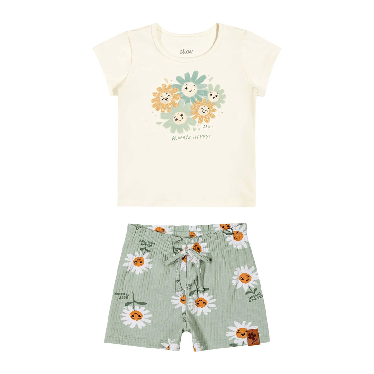 Conjunto Bebê Menina Blusa e Short Flores - Elian