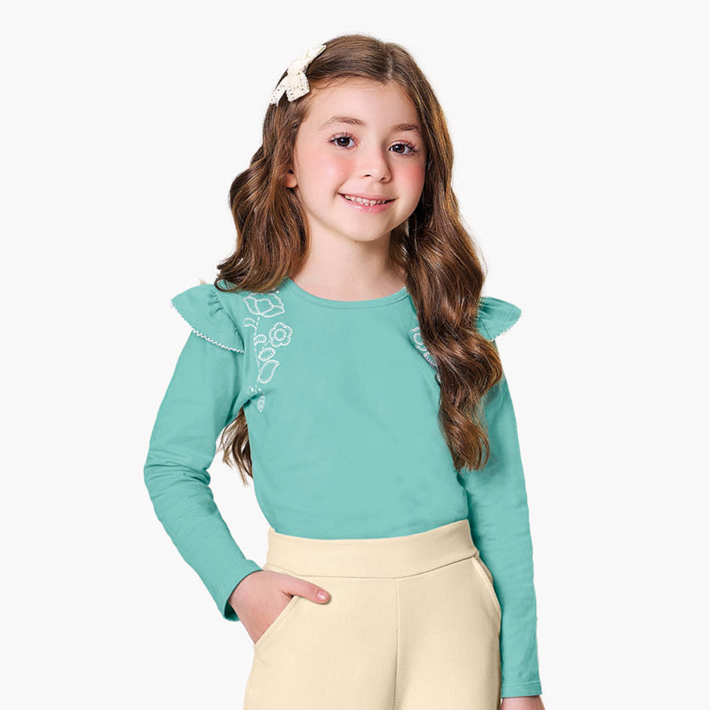 Blusa Infantil Menina em Cotton Flores - Kiko e Kika
