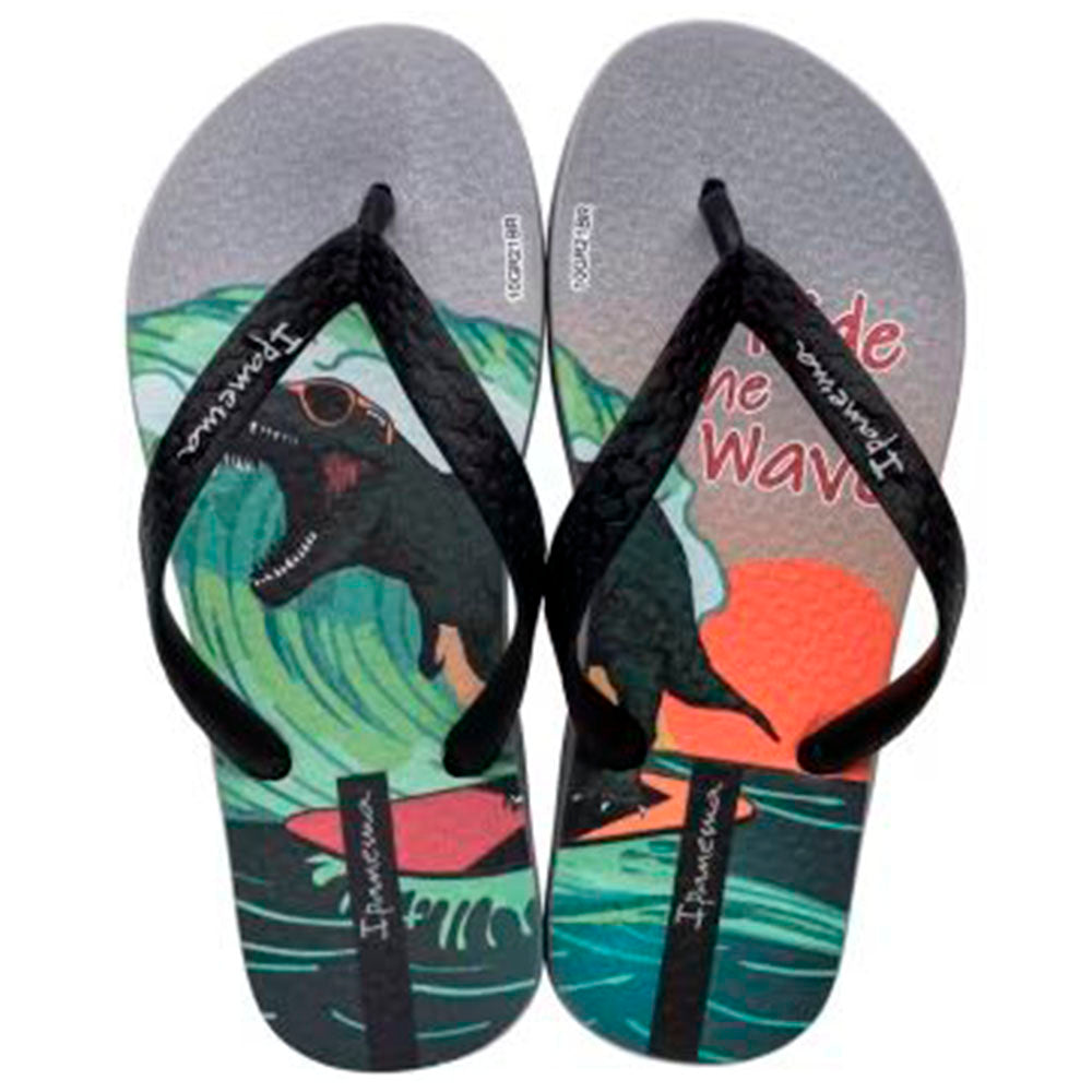 Chinelo de Dedo Infantil Menino Cinza Dino - Ipanema