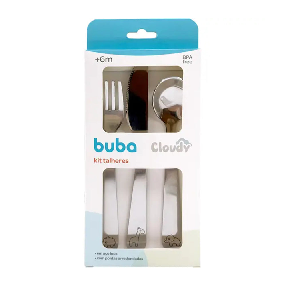 Kit Talheres Cloudy Infantil 3 Peças Inox - Buba