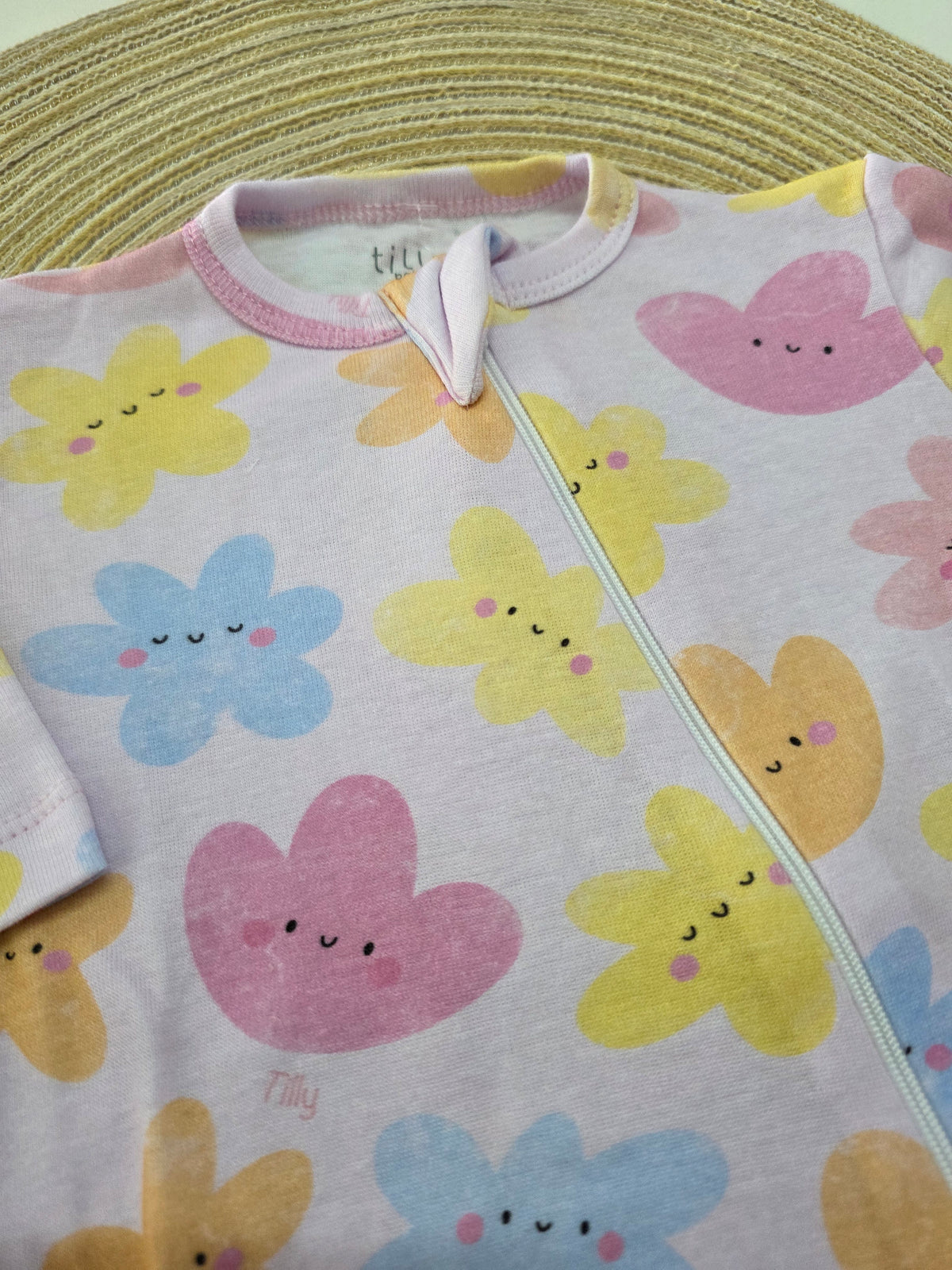 Macacão Bebê Menina Canelado Zíper Flores - Tilly Baby