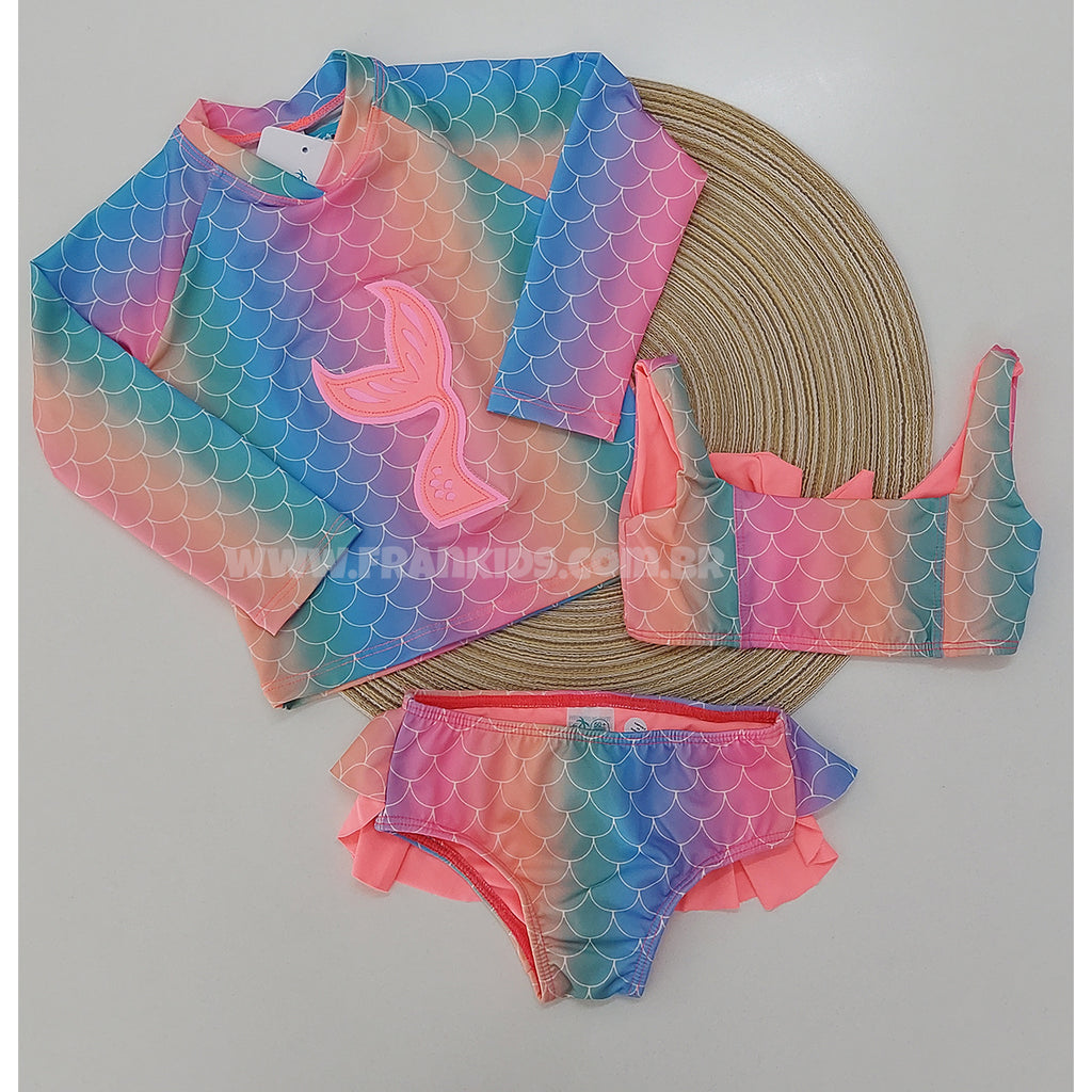 Conjunto Biquíni e Blusa Proteção UV 50+ Escamas - Everly