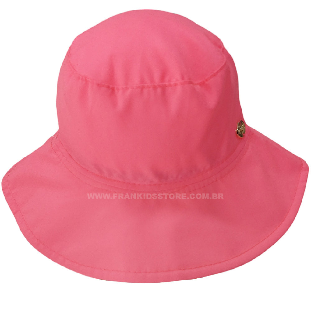 Chapéu Infantil Com Proteção UV 50+ Liso Rosa Neon - Everly