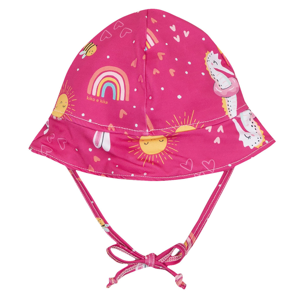 Chapéu Bebê Menina Proteção UV 50+ Arco-íris - Kiko e Kika