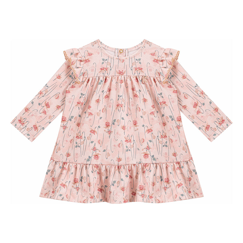 Vestido Bebê Manga Longa Floral - Kiki Xodó