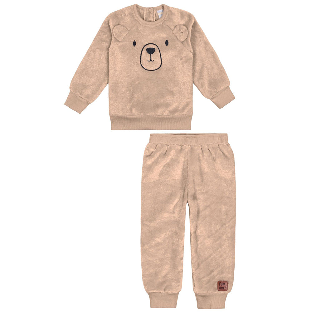 Conjunto Menino Blusão e Calça em Pelo Fleece Urso - Abrange
