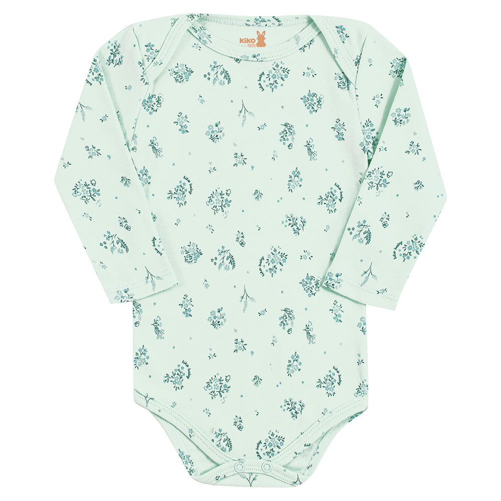 Conjunto Body e Jardineira Bebê Menina Flores - Kiko Baby