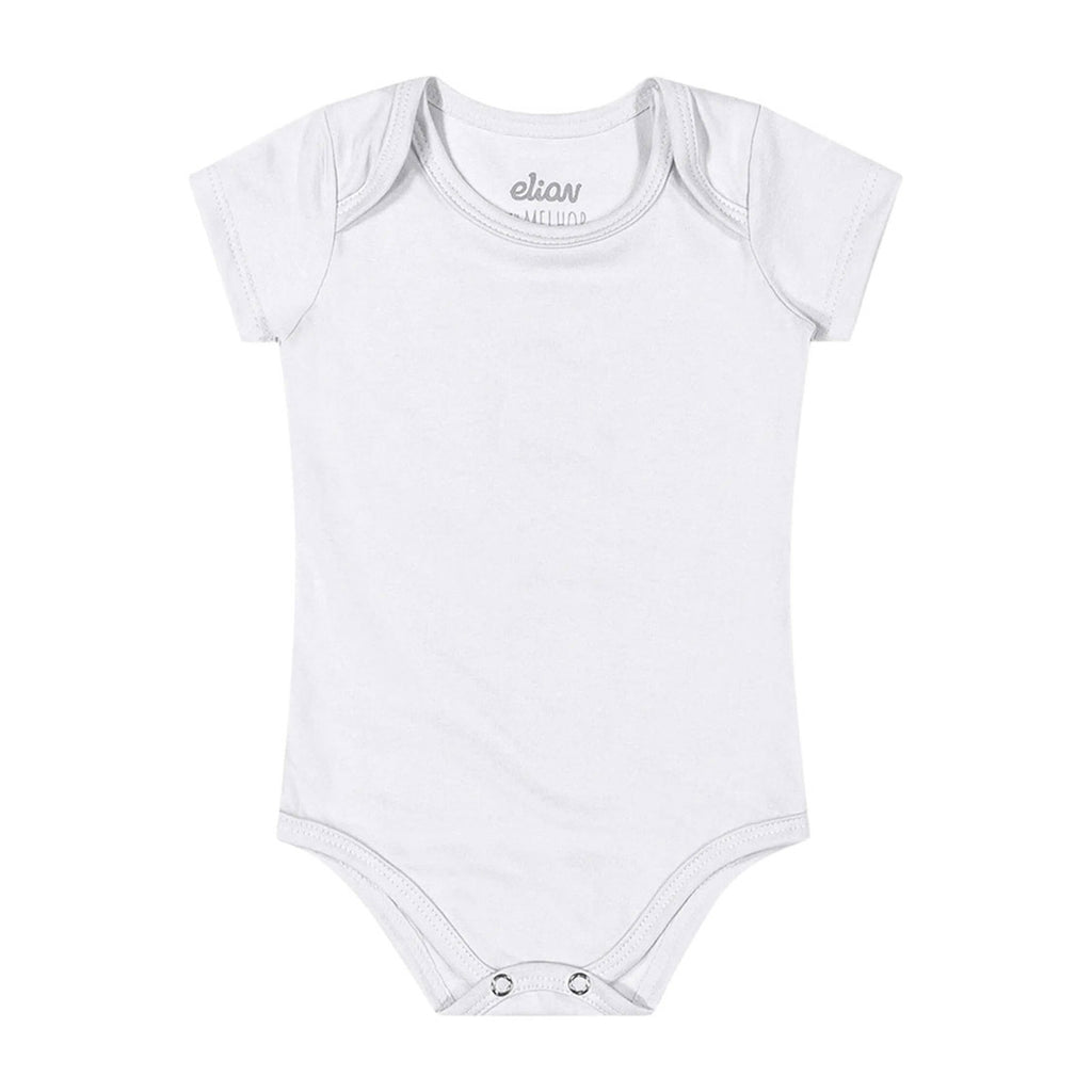 Body Manga Curta Bebê Unissex Liso em Cotton - Elian