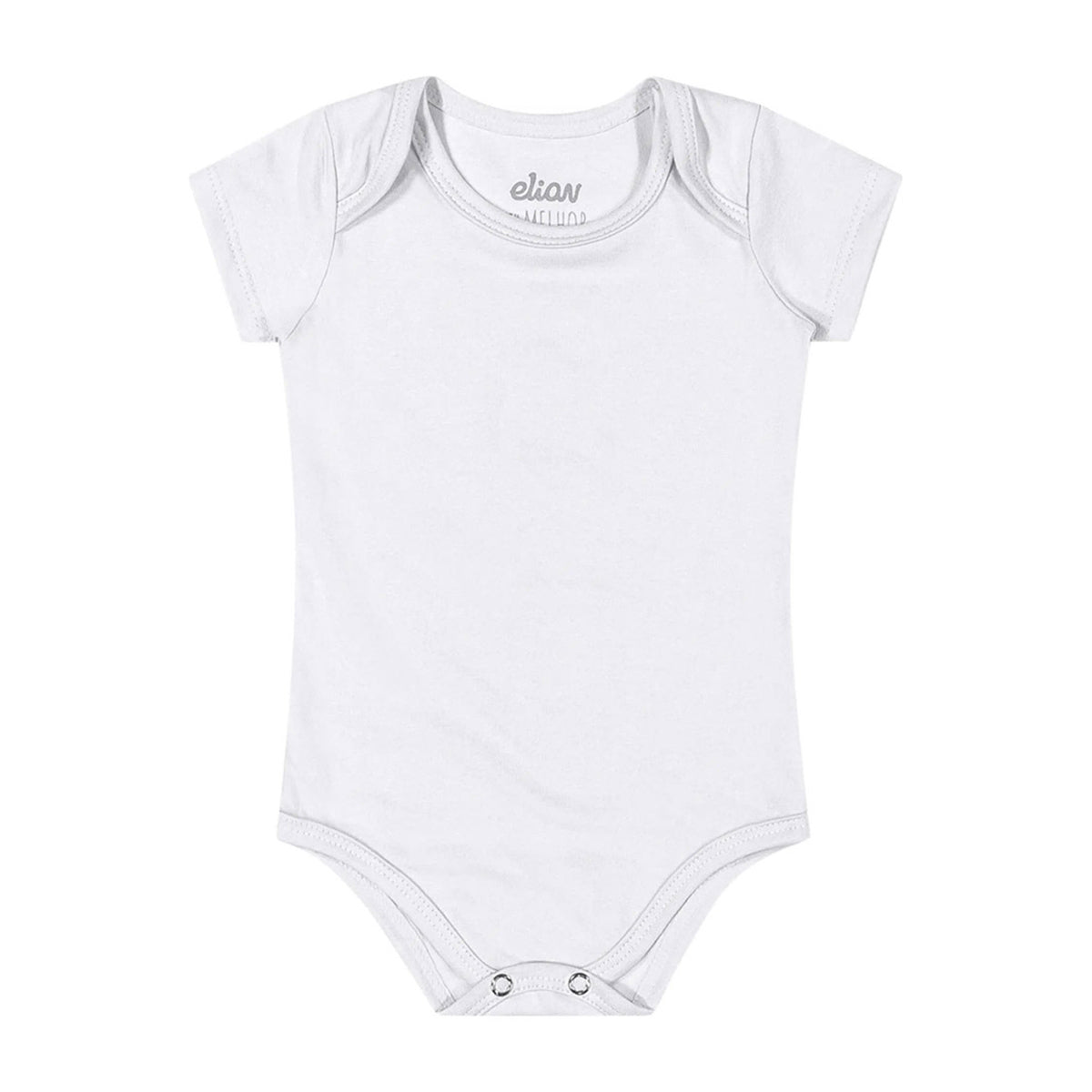 Body Manga Curta Bebê Unissex Liso em Cotton - Elian