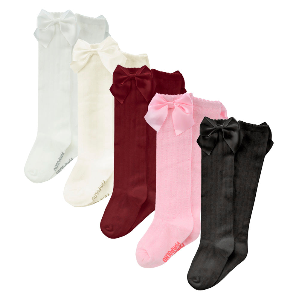 Meia 3/4 Lisa Com Laço Bebê Infantil - Pimpolho