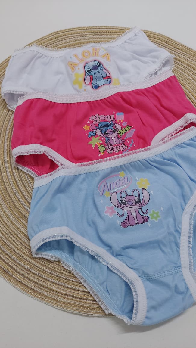 Kit 3 Calcinhas Infantil Kids Angel e Stitch - Lupo