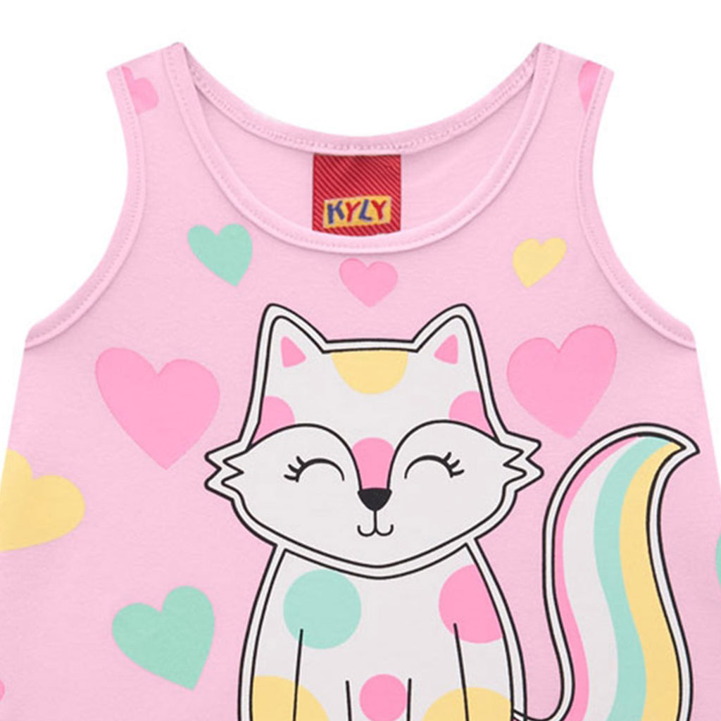Regata Infantil Menina Gatinha Corações - Kyly
